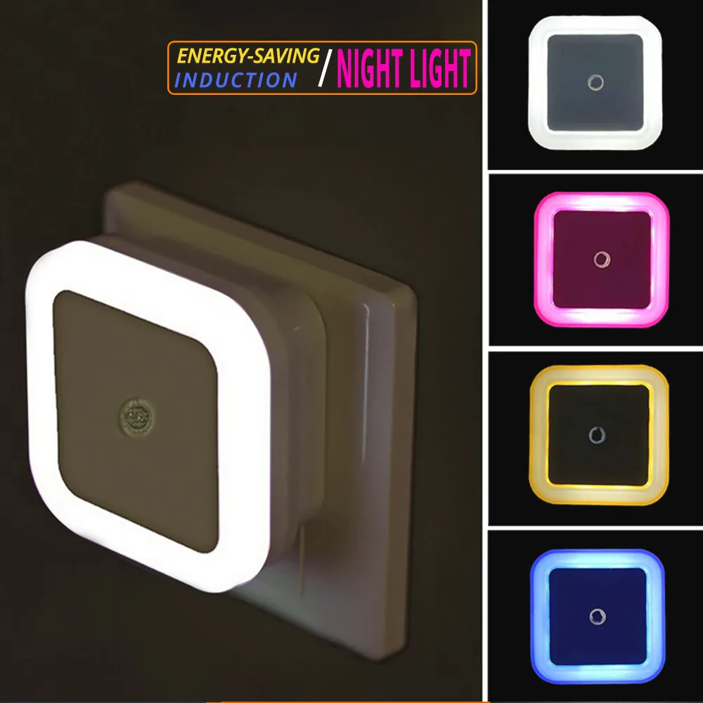

1Pcs MIni LED Square Night Light Sensor Control EU US Plug Energy Saving Sleeping Light for Kid's Room Hallway Corridor Stairs