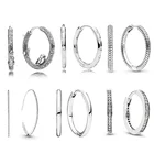 Женские серьги-кольца из серебра 925 пробы с фианитами