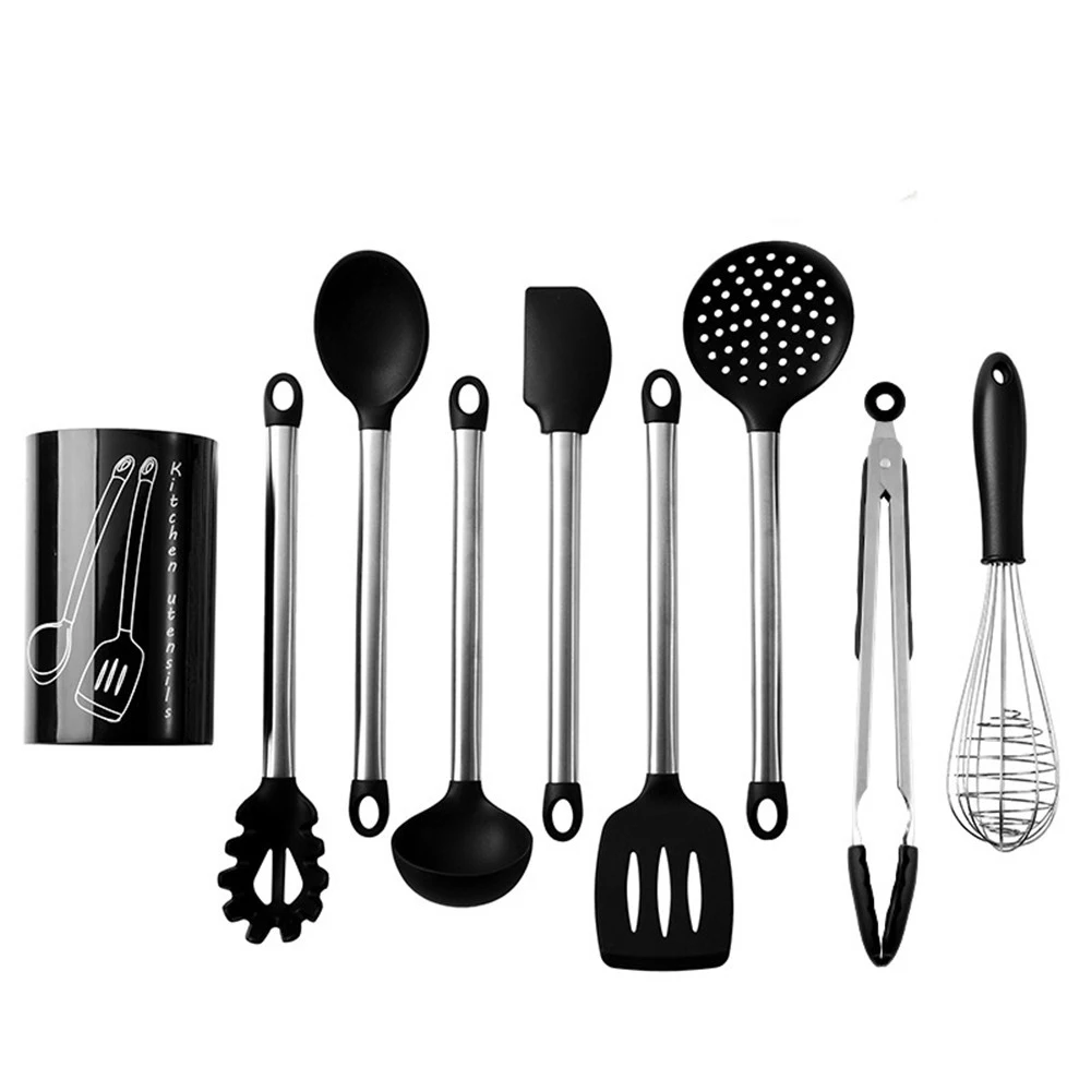 

Kitchen Silicone Non-stick Cooking Spoon Spatula Ladle Egg Beaters Utensils Dinnerware Set Cooking Tools Accessories Supplies