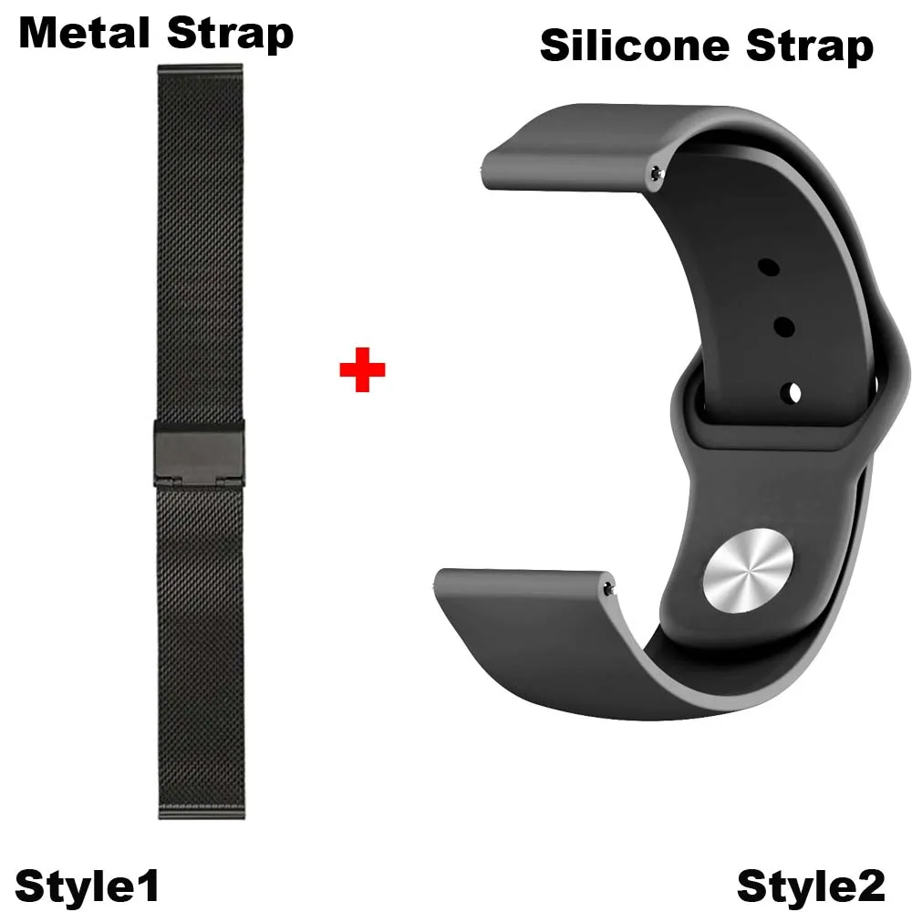 Black-Black 22 мм браслет ремешок для Xiaomi Huami Amazfit GTR 47 мм Pace Stratos 2 часы ремешок для samsung gear S3 Galaxy 46 мм Correa браслет - Цвет: Black-Black