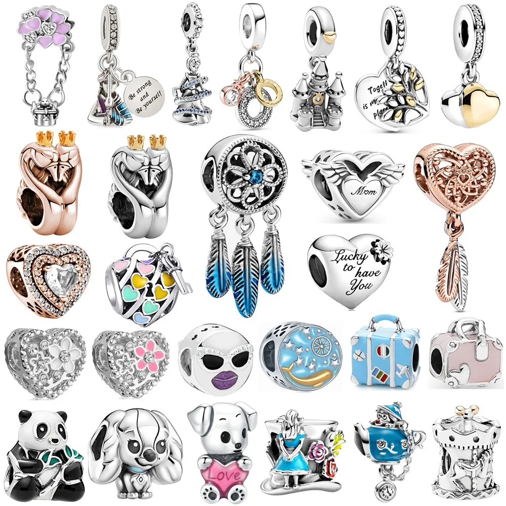 

New Cute Animal Panda Puppy Teapot Bead Pendant Suitable for Original Pandora Charm Bracelet Necklace Lady DIY Jewelry Gifts