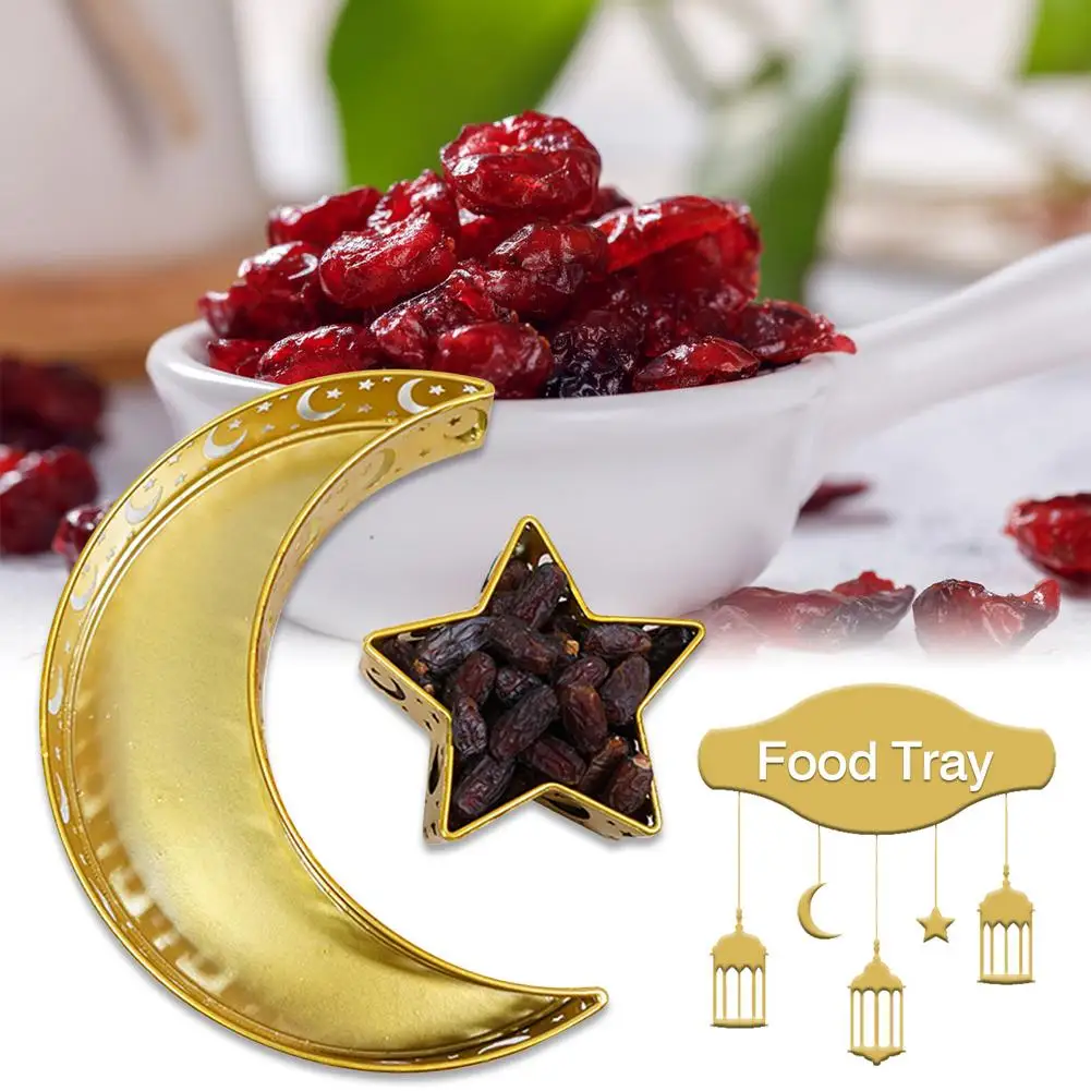 

Muslim Eid Food Tray Innovative Moon Star Serve Plate Tableware Dessert Food Storage Container Ramadan Home Decoration