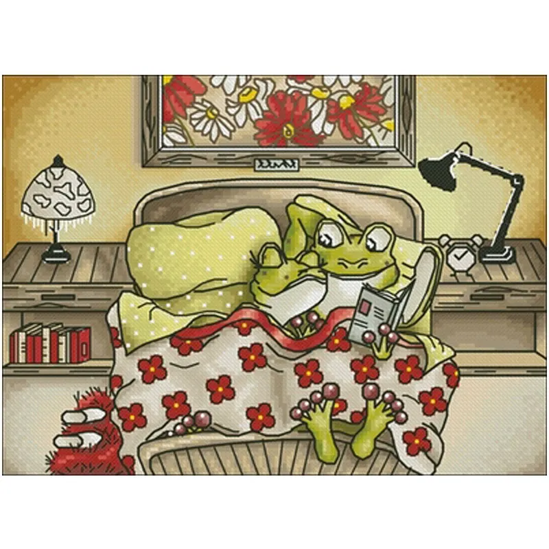 

Frog on the crib patterns Counted Cross Stitch 11CT 14CT 18CT DIY Chinese Cross Stitch Kit Embroidery Needlework Sets home decor