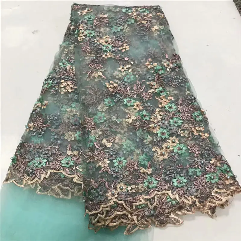 Африканская кружевная ткань с камнями для платья кружевной ткани в нигерийском