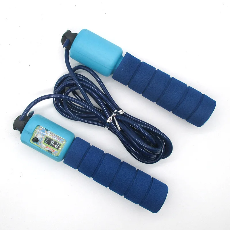 Blue Jump Ropes with Counter Sports Fitness Adjustable Fast Speed Counting Jump Skip Rope Skipping Wire - Цвет: Blue