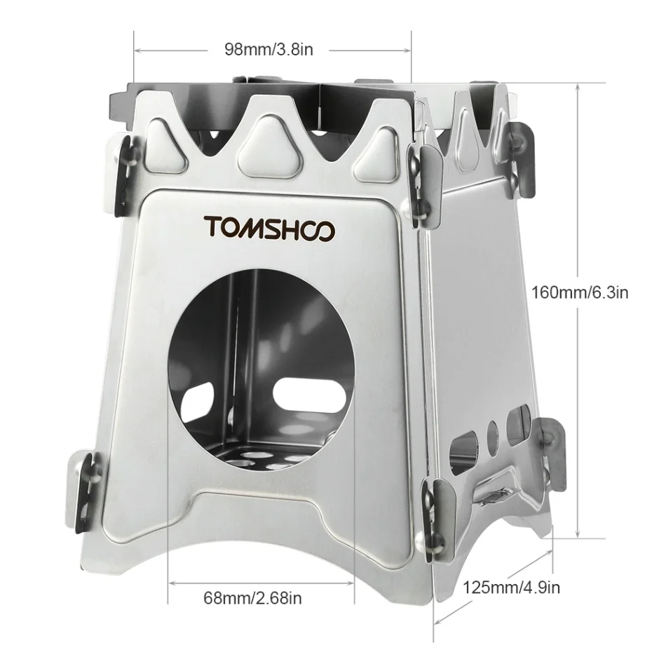 Stainless Steel TOMSHOO походная дровяная плита для кемпинга на открытом воздухе для приготовления пищи пикника Портативная Складная титановая дровяная плита для горения приготовления пикника охоты - Цвет: Stainless Steel
