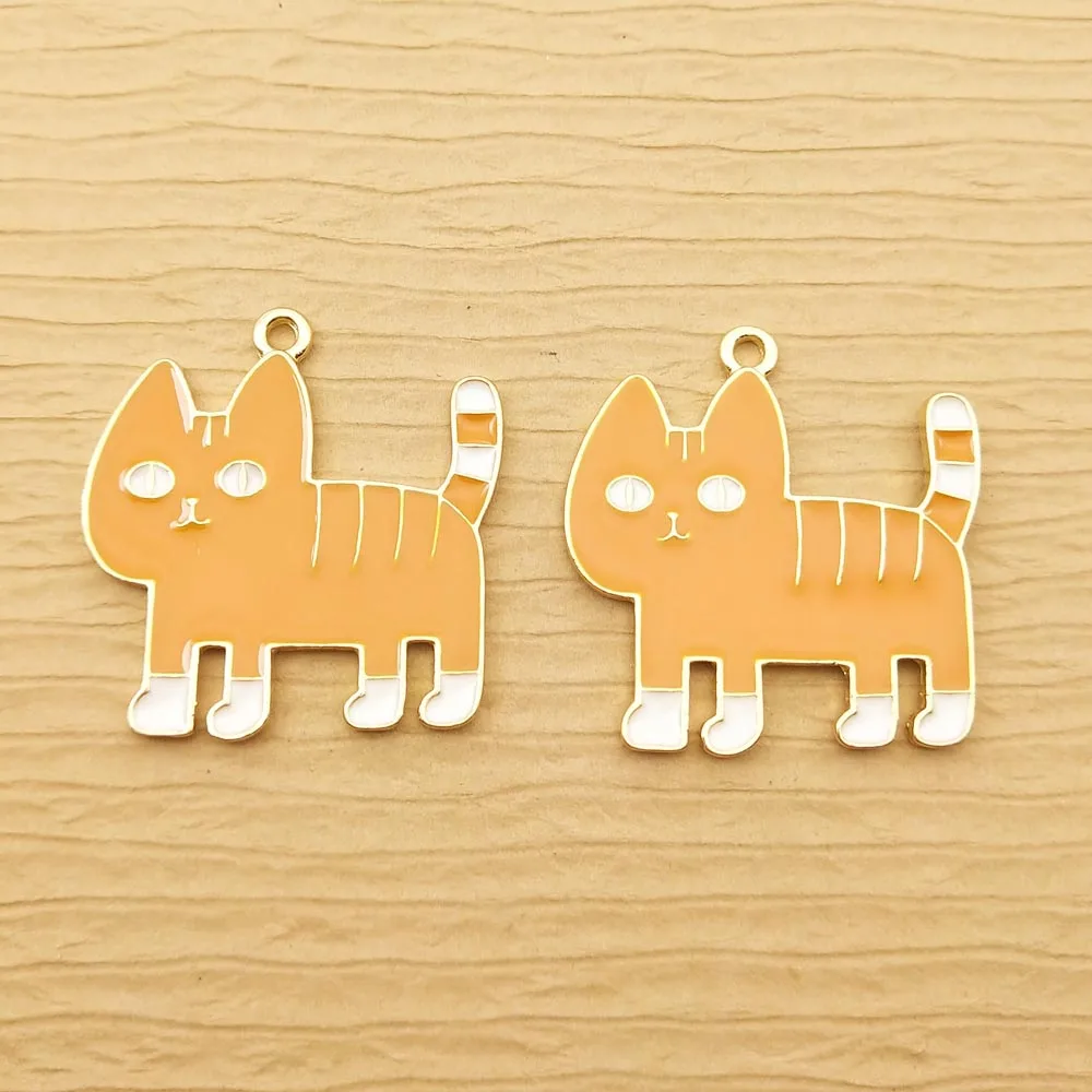 

10pcs 28x30mm enamel cat charm for jewelry making crafting earring pendant bracelet charm necklace charms diy finding
