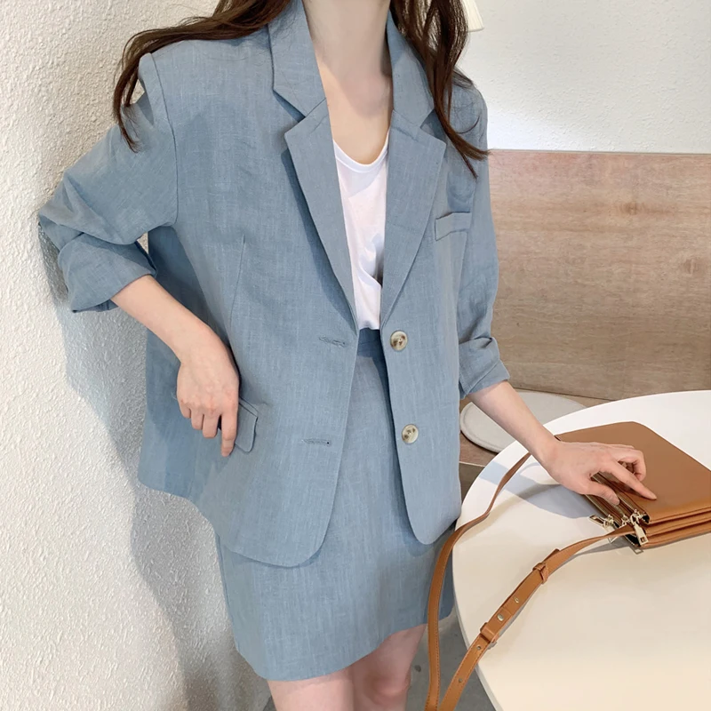 Винтажная Женская юбка костюм однобортный пиджак и юбка-карандаш уличная