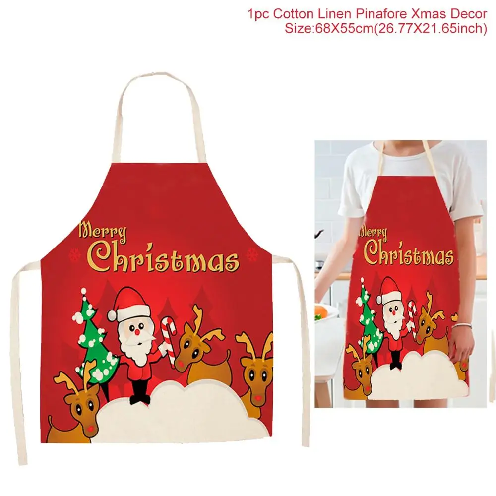 Christmas Apron 3 QIFU Рождественские украшения для дома Navidad чехлы на стулья Санта Клаус Noel подарок на год - Цвет: Christmas Apron 3