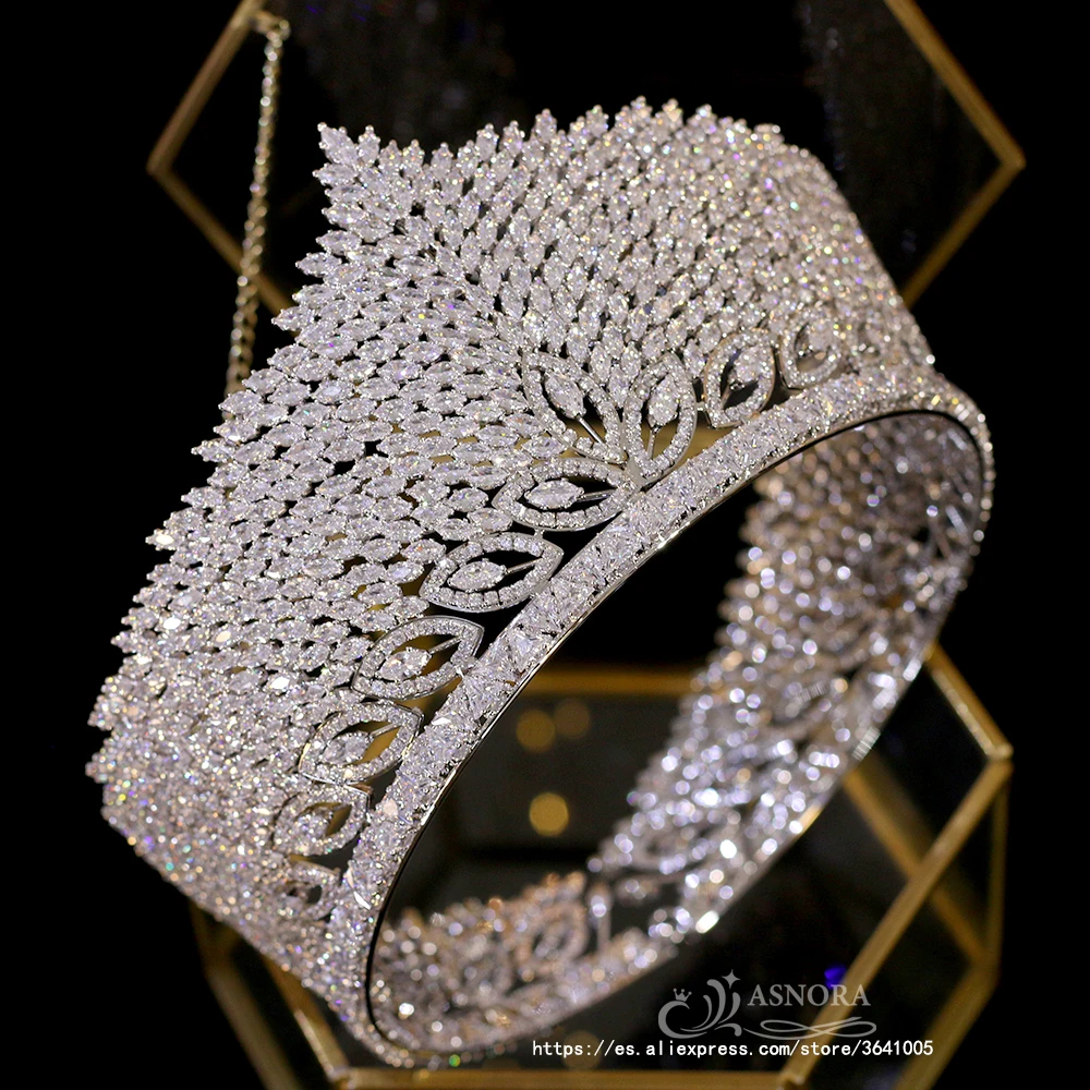 Новая роскошная циркониевая корона большая круглая свадебная тиара в