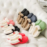 winter men and woman slippers plush waterproof eva warm fur slippers clogs lovers home slipper indoor floor shoes for female
