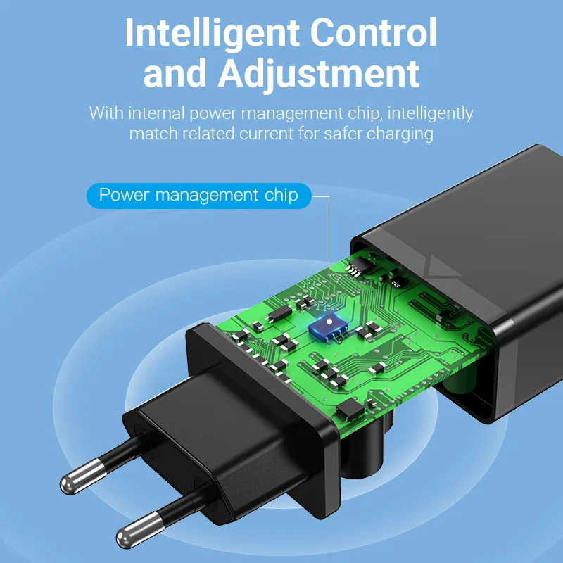 Фото Vention 5V 2.4A USB зарядное устройство для iPhone X 8 7 iPad 12W Быстрое настенное EU UK адаптер Samsung Vention 5V 2.4A USB зарядное устройство для iPhone X 8 7 iPad 12W Быстрое настенное EU UK адаптер Samsung