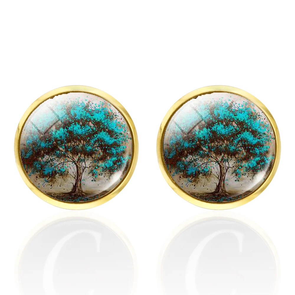 Новый простой стиль синие круглые запонки мужские рубашки манжеты на пуговицах