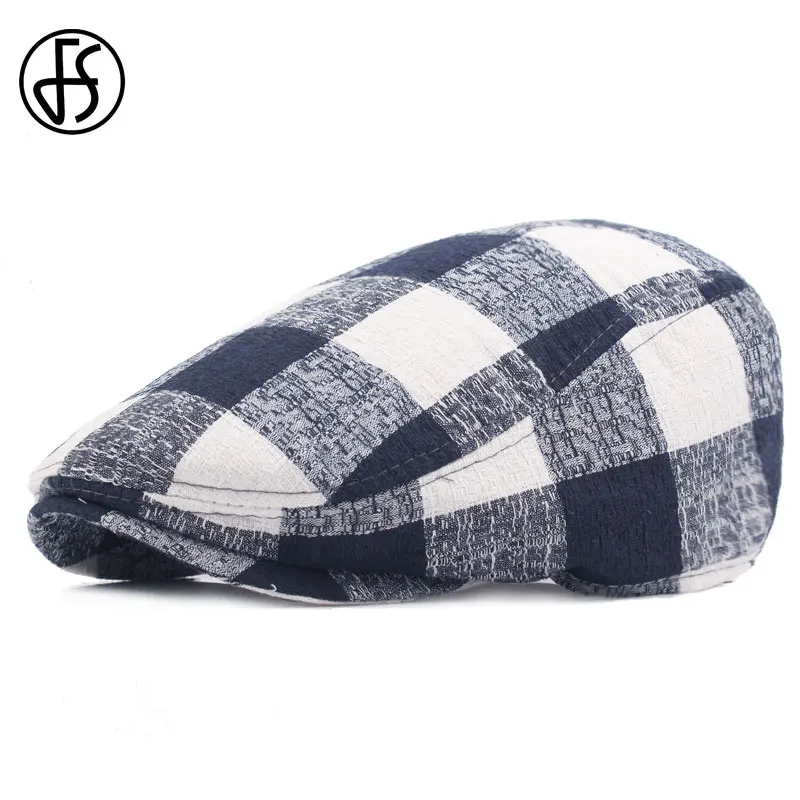 Женский клетчатый берет FS Классический Повседневный хлопковый в стиле унисекс