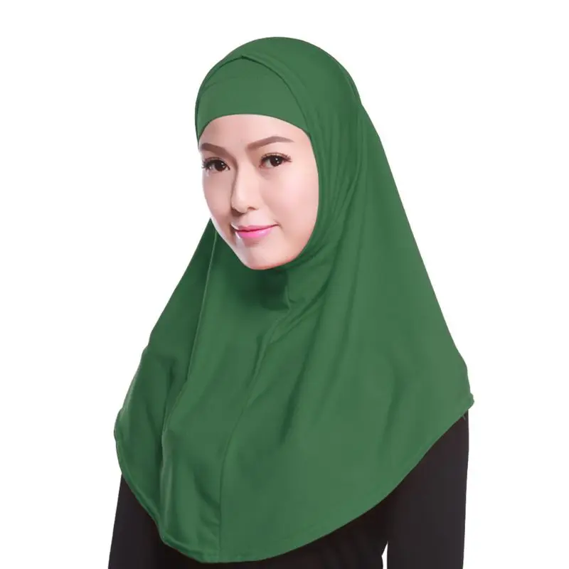 

Womens 2 Piece Solid Color Amira Jersey Muslim Hijab Soft Cotton Stretch Head Scarf with Tube Inner Underscarf Cap Hood