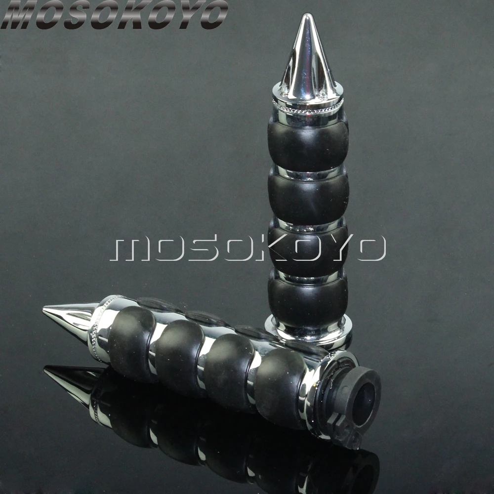 1 Pair Aluminum Motorcycle 22/25mm Universal Spike Hand Grips w/ Throttle For KAWASAKI HONDA Suzuki Boulevard M50 M90 M109R Boss |