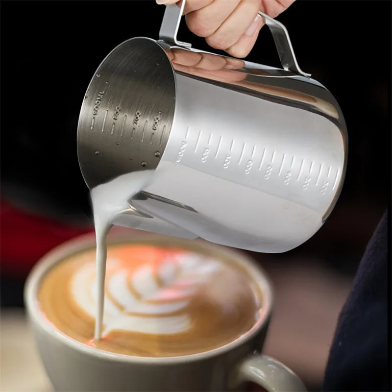 Кувшин для взбивания молока посуда из нержавеющей стали кофе эспрессо со шкалой