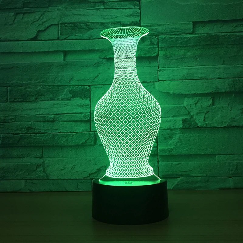 3D светодиодный светильник 7 цветов меняющая вазу бутылка для стола Декор ночник