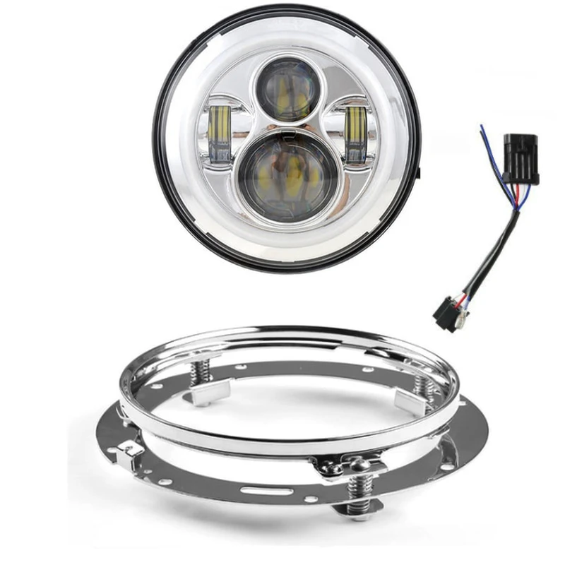 7-дюймовая светодиодный ная фара с комплектом для преобразования ангельских глаз
