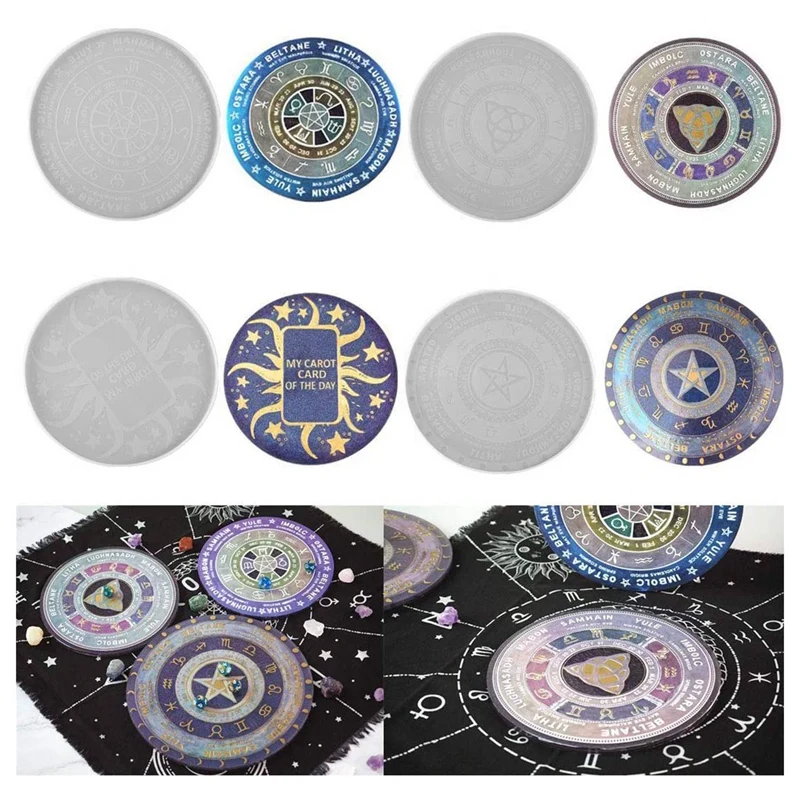 4 шт. маятник коврик Астрология Знак доска эпоксидная смола форма и 1 набор