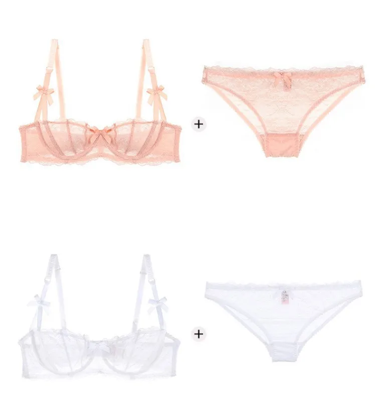 

Sexy gathered bra suit European and American half cup black taste sexy luxury lace underwear set wholesale