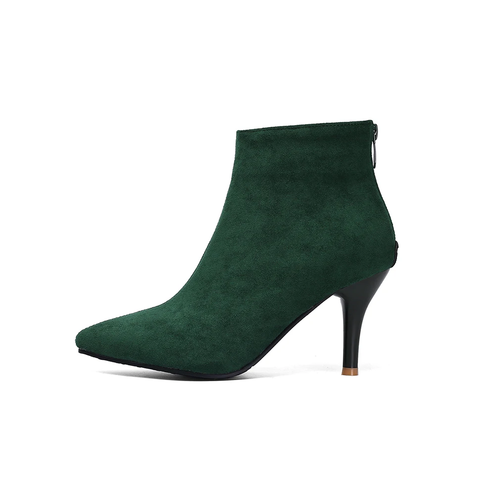 Женские ботильоны на шпильке EA091 зимние брендовые Ботинки коричневого и черного