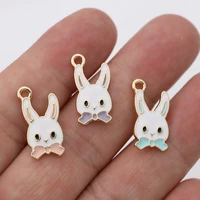 5pcs enamel gold color purple rabbit charm pendant for jewelry making bracelet necklace diy earrings accessories craft