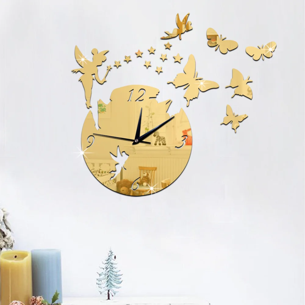 Оригинальные зеркальные часы Funlife для гостиной с героями мультфильмов | Дом и сад