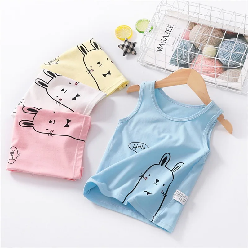 Детские жилеты с милым кроликом для маленьких мальчиков и девочек футболки