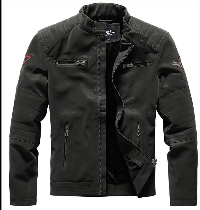 Мужская куртка из искусственной кожи бархатные кожаные куртки Мотоциклетные