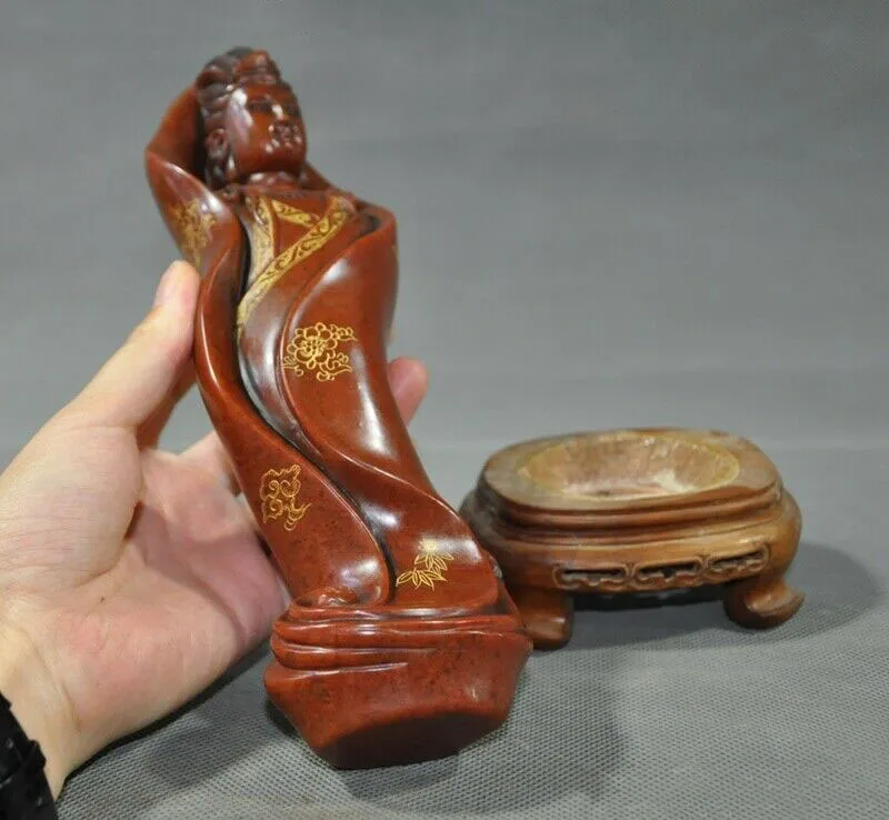 

wedding decoration China Natural Red Shoushan Stone Carved Guanyin Kwan-yin Goddess Buddha statue