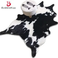 bubble kiss plush carpets for living room black and white cow pattern floor mat fashion home non slip foot pad bedroom decor rug
