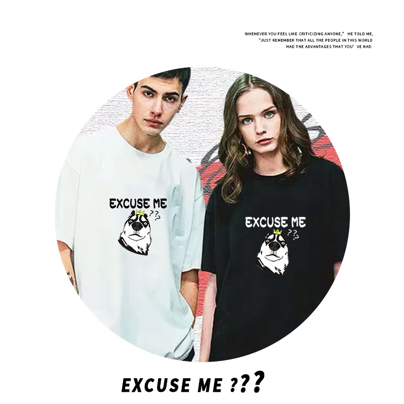 Harajuku spoof husky t-shirt dog pattern short-sleeved cartoon couple summer tide Round Collar T-shirt | Женская одежда