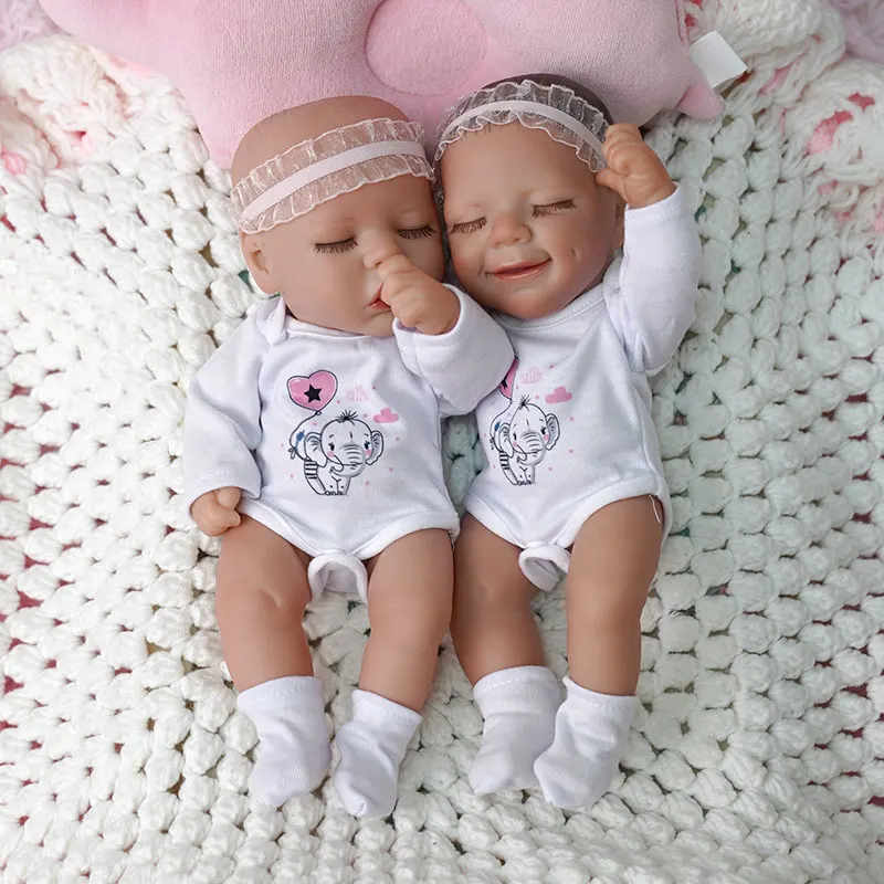 

ADFO 12 дюймов Twin A + April Reborn Baby полностью виниловые игрушки ручной работы Bonecas Reborn силиконовые моющиеся куклы подарок для девочек