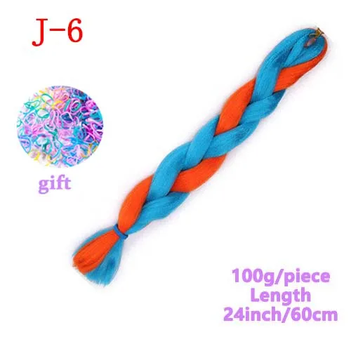 J6 MERISIHAIR, 24 дюйма, огромные косички, длинные, Омбре, Джамбо, синтетические плетеные волосы, вязанные крючком, блонд, розовый, синий, серый, волосы для наращивания, африканские - Цвет: J6