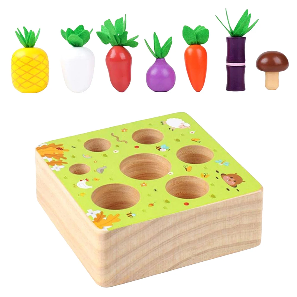 Деревянные овощи и фрукты головоломка игра игрушка форма размер Сортировка