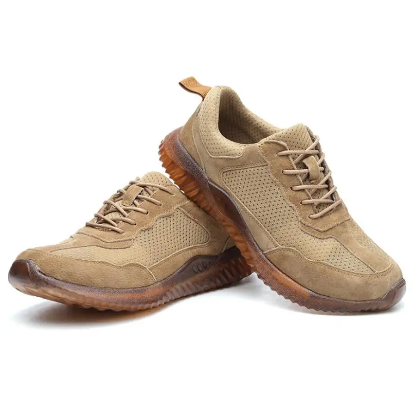 

JX703 Dropshipping Indestructible Shoes Men Steel Toe Cap safty shoes Genuine Leather Anti-smashing anti-piercing Work Boots