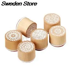 6 шт./компл. сделай сам винтажный цветочный узор в стиле ретро круглая деревянная