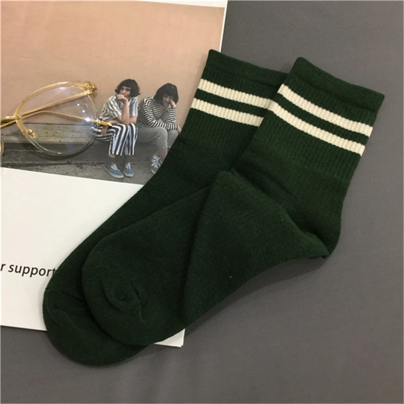 Забавные милые хлопковые свободные полосатые носки для девочек средней школы в