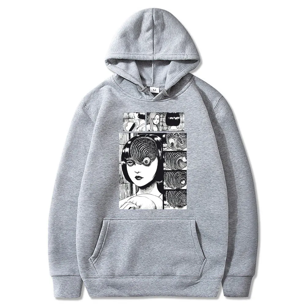 

Junji Ito Hoodies Women Men Horror Manga Hoodie Plus Size 90s Streetwear Japanese Anime Print Pullover White Black Pink Clothing