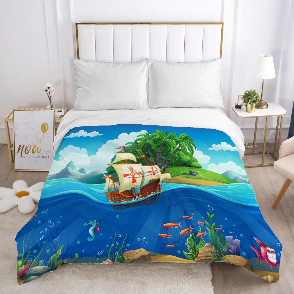 

Cartoon Children's Duvet cover Quilt/Blanket/Comfortable Case Bedding for kids baby boy girls for Home underwater world ship