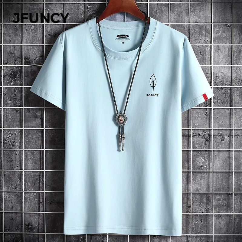 JFUNCY S 6XL больших размеров Мужская свободная футболка топы из 100% хлопка с коротким