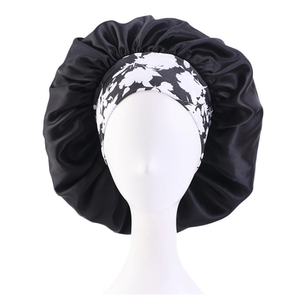 

New style large print headband night cap boho turban cap satin shower cap beauty salon makeup hat hair care hat