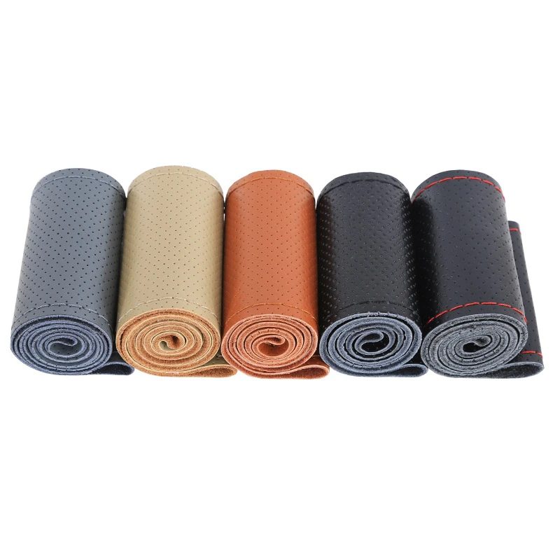 Кожаный Плетеный чехол на руль автомобильный аксессуары для салона автомобиля с