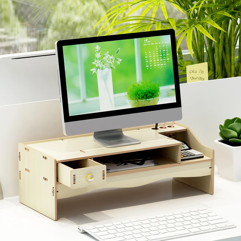 

Monitor Stand Riser with Storage Organizer Wooden Height Adjustment 18.8 inch Desktop Monitor Stand Office And Home Use Stylish