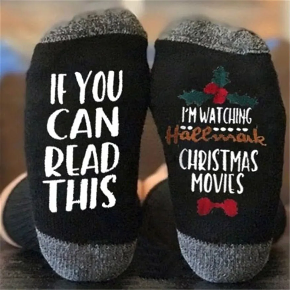 New Custom Wine Socks If You Can Read This Christmas Watching Movies Autumn Spring Winter Halloween Sock Year Gift | Женская одежда