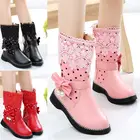 Ботинки с кружевом для девочек, с подвеской-бабочкой