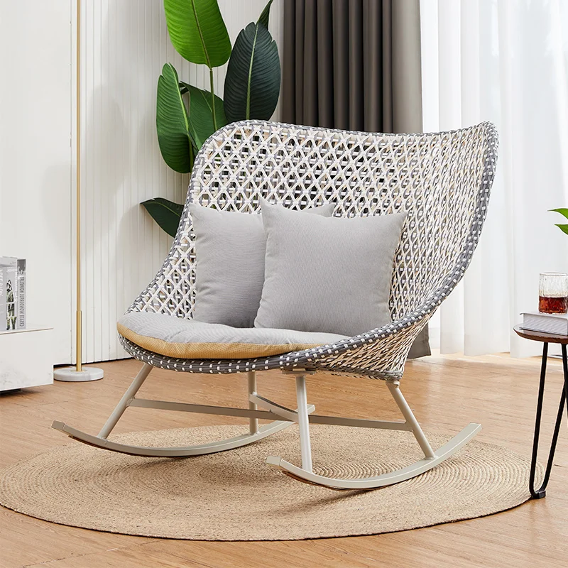 

Rattan Lazy Rocking Chair Adult Balcony Home Leisure Nordic Light Luxury Small Apartment Outdoor Rocking Rocking Chair