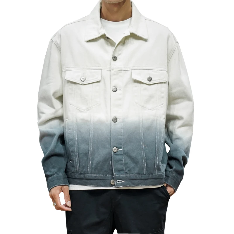 

Pop Spring Autumn Mens Denim Jacket Mens Trendy Vogue Bomber Thin Ripped Denim Jacket Male Cowboy Jeans