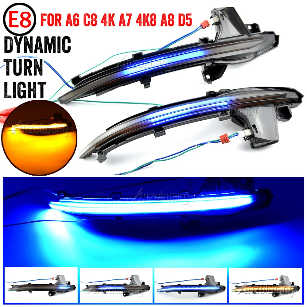 

Dynamic Turn Signal Light LED Side Rearview Mirror Sequential Indicator Blinker Lamp For Audi A6 C8 4K A7 4K8 A8 D5 2018 2019